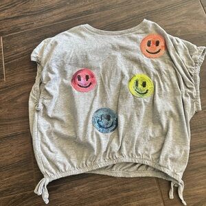 Gray Kids Shirt with Colorful Smiley Faces
